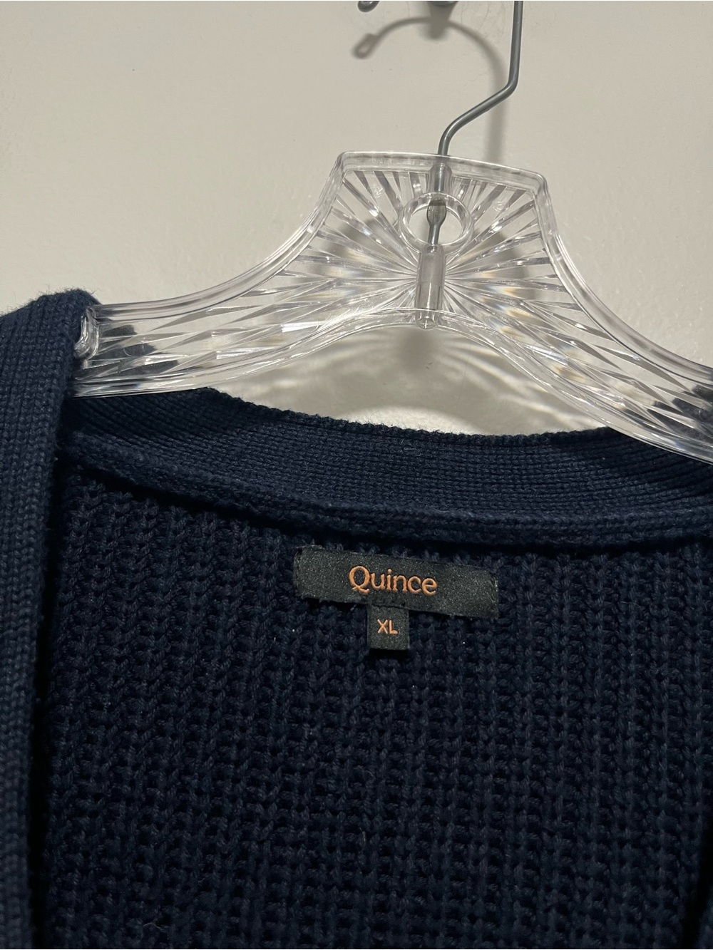 Quince Organic Cotton Fisherman Cropped Boxy Cardigan Sweater Chunky Blue XL - Picture 6 of 9